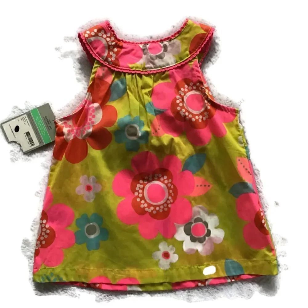 Carters Neon Floral Print Button Bib Tank Top - Picture 6 of 7